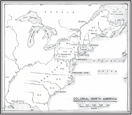 a map showing Colonial North America