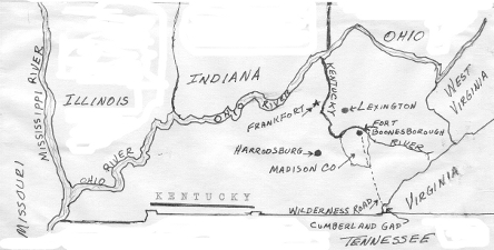 a hand drawn map of Kentucky
