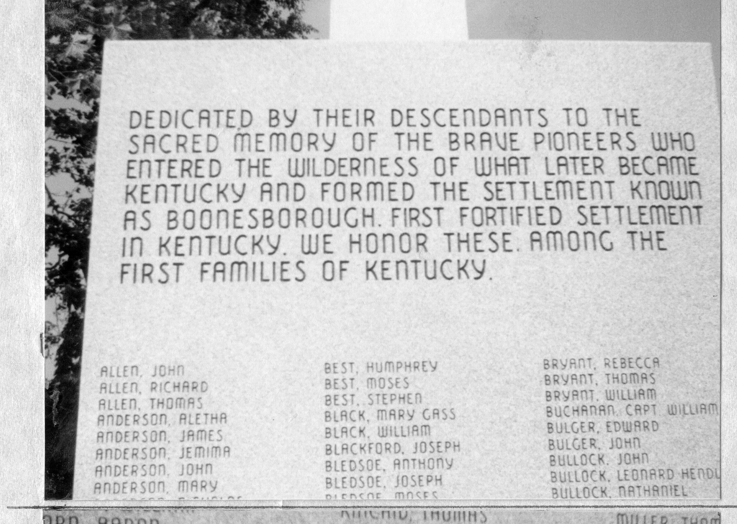close up photograph showing the text on the memorial