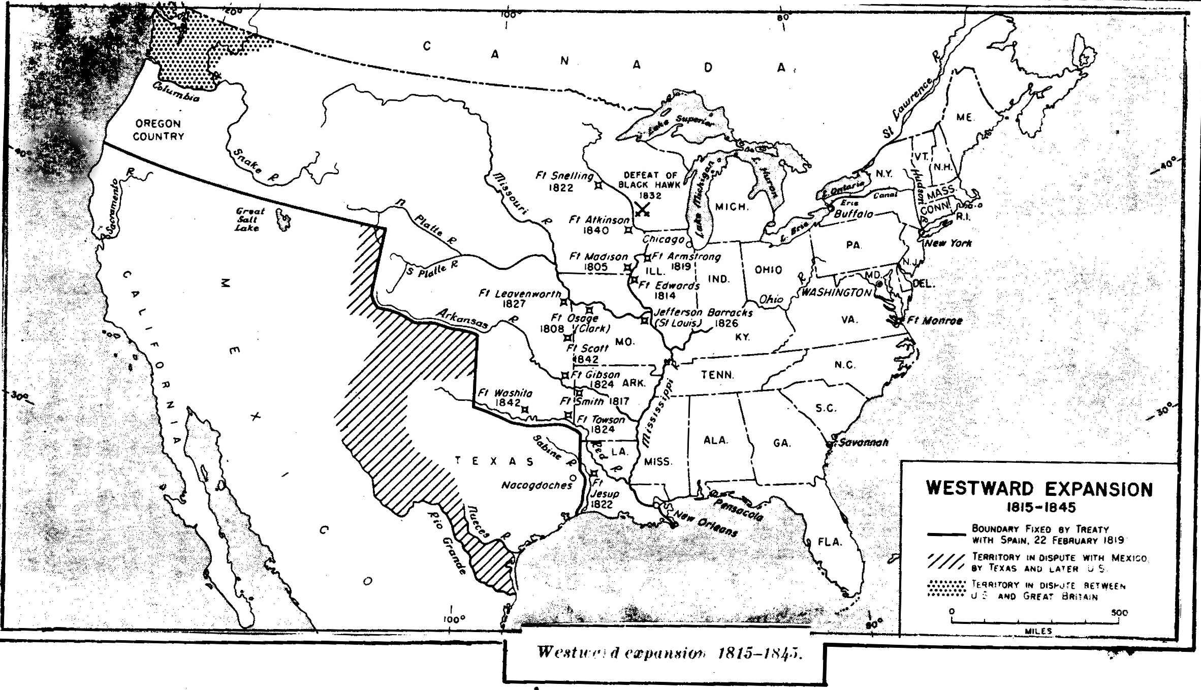 a map of the United States showing expansion westward